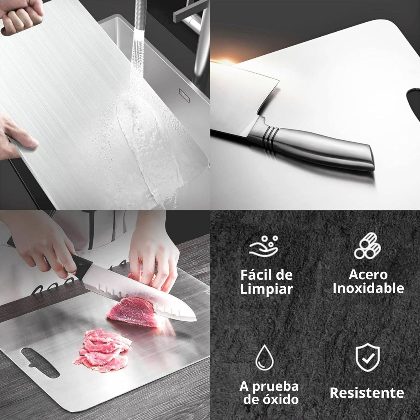 Tabla para picar en acero inoxidable
