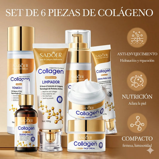 Kit de cuidado facial con colágeno de 6 piezas SADOER