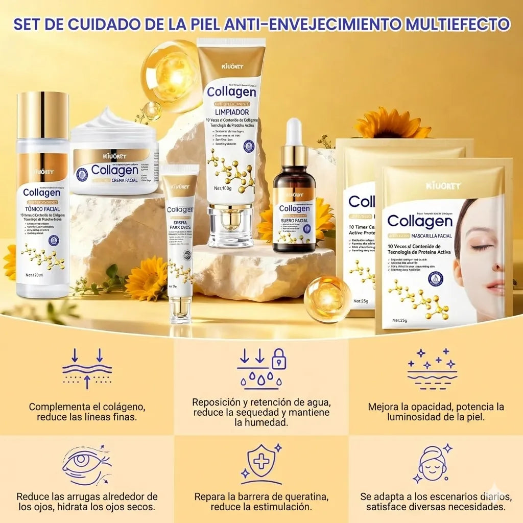 Kit de cuidado facial con colágeno de 6 piezas SADOER