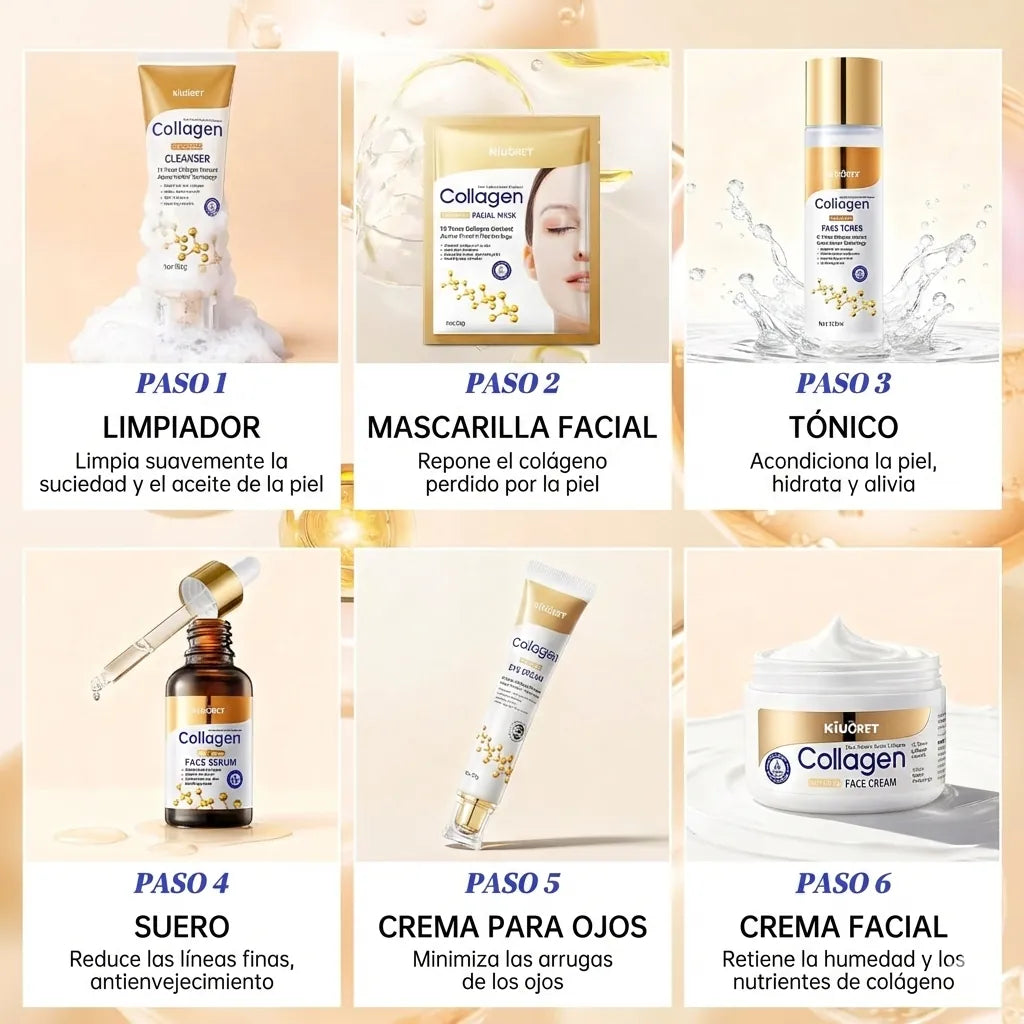 Kit de cuidado facial con colágeno de 6 piezas SADOER