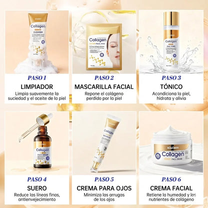 Kit de cuidado facial con colágeno de 6 piezas SADOER