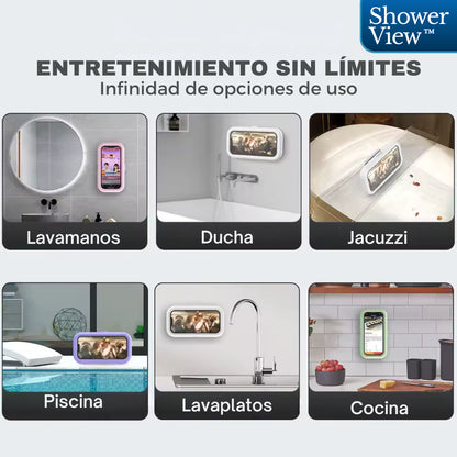 Dile adiós al temor de mojar tu celular con ShowerView™: El soporte de celular impermeable ideal para la ducha