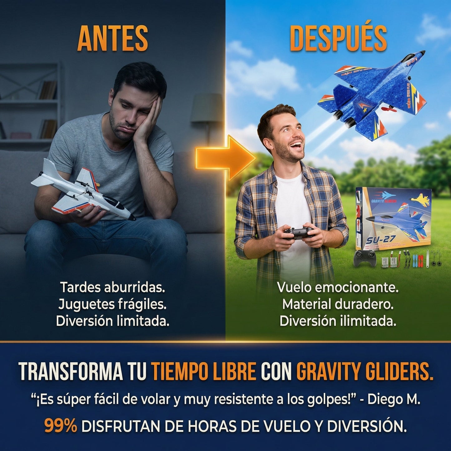 Gravity Glider Planeador RC Resistente