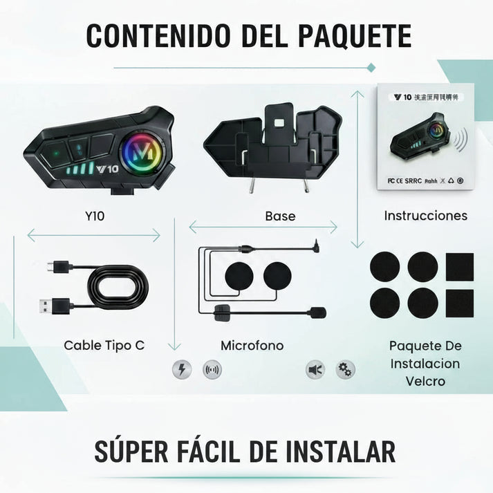 Intercomunicador Bluetooth Y10 Pro